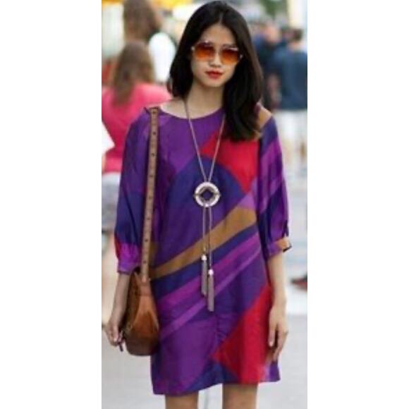 FRENCH CONNECTION Women’s Purple Red Geometric Print Shift Dress Size 4 - Picture 6 of 6